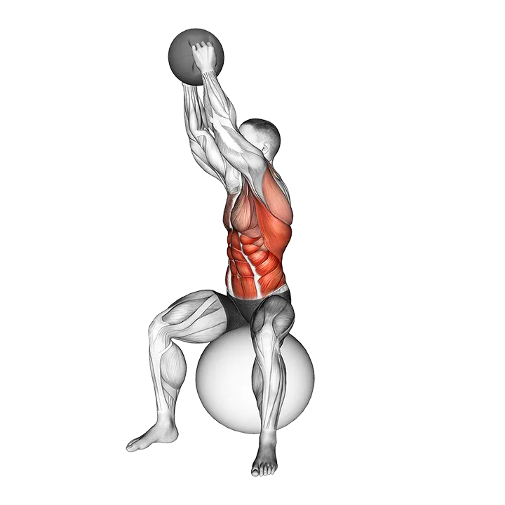 Sitting Woodchopper on Stability Ball exercise animation (Male)