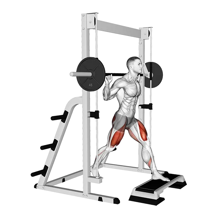 Smith Front Leg Elevated Split Squat exercise animation (Male)
