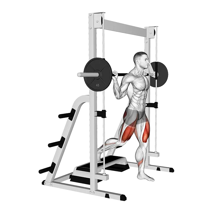 Smith Elevated Split Squat exercise animation (Hombre)