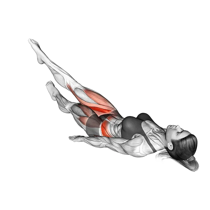 Lying Floor Horizontal Flutter Kick exercise animation (Female)