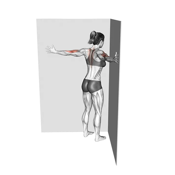 Coner Wall Chest Stretch exercise animation (Female)