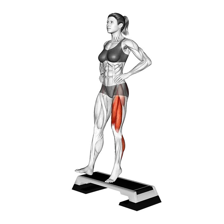 Bodyweight Peterson Step from StepBox exercise animation (Female)