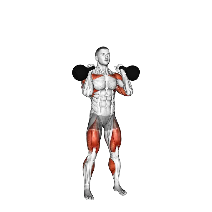 Kettlebell Alternating Arm Thruster exercise animation (Male)