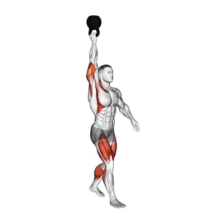 Kettlebell Bottoms-up Single Arm Overhead Carry exercise animation (Male)