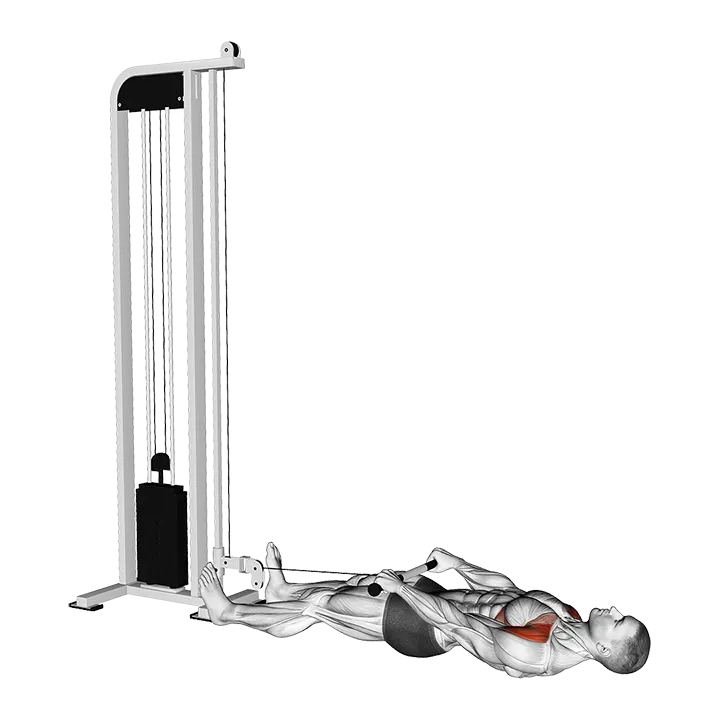 Cable Lying Floor Front Raise exercise animation (Male)