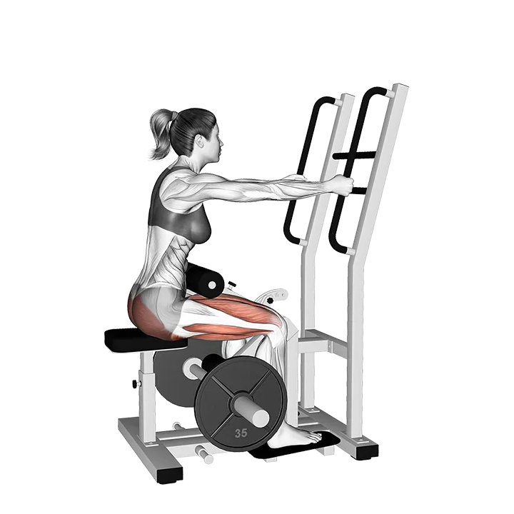 Lever Standing Hip Thrust exercise animation (Female)
