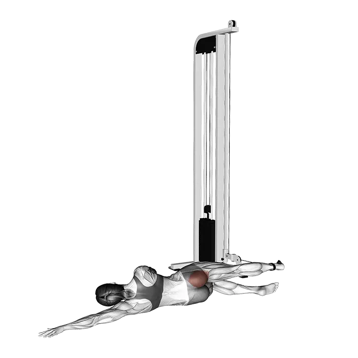 Cable Side Lying Floor Single Leg Kickback exercise animation (Female)