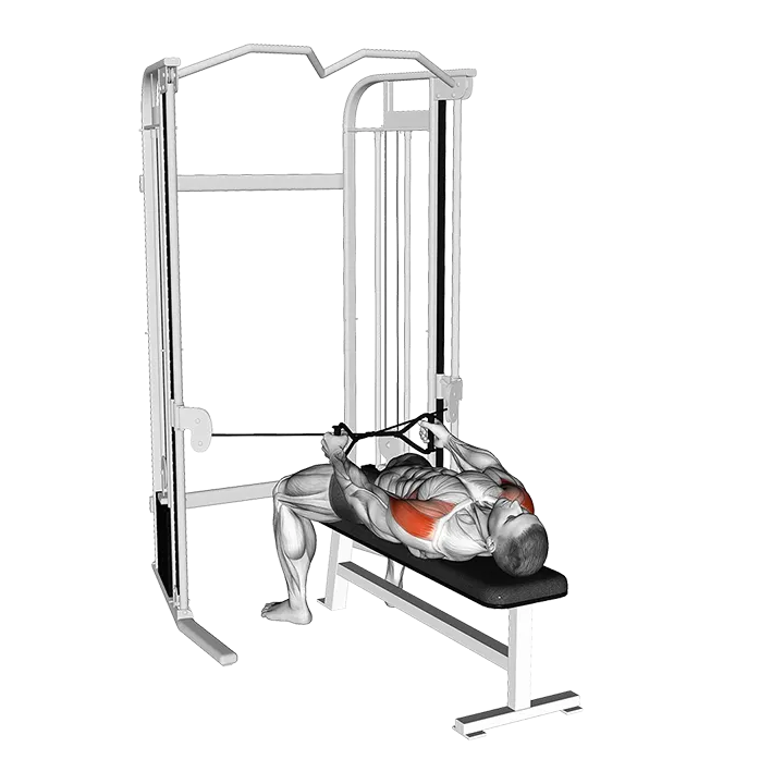 Cable Lying Bench Cross Lateral Raise exercise animation (Male)