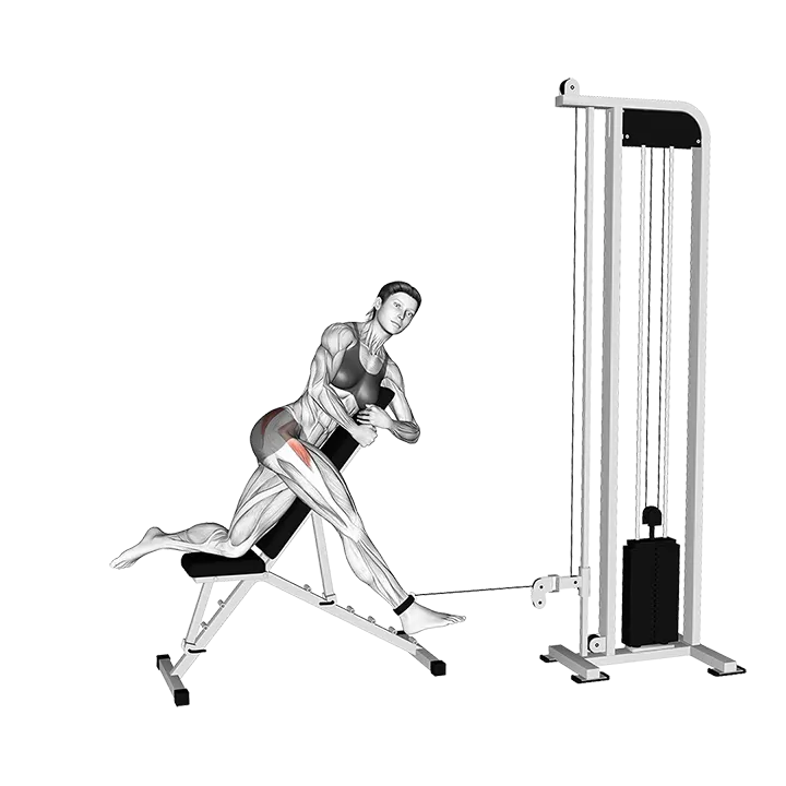 Cable Lying Incline Side Leg Raise exercise animation (Female)